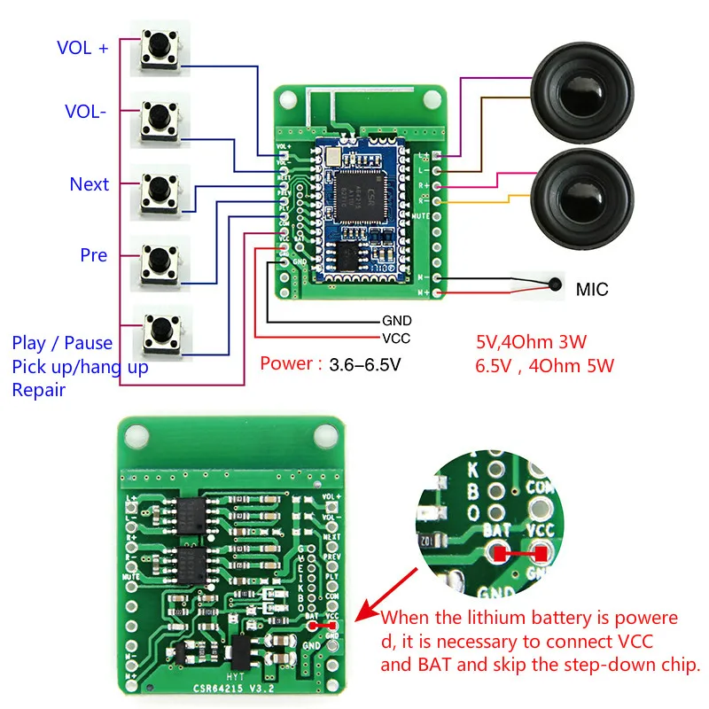 Aiyima DC5V усилитель CSRA64215 APTXLL без потерь музыка Hifi Bluetooth 4,2 аудио усилитель приемник плата 5 Вт* 2