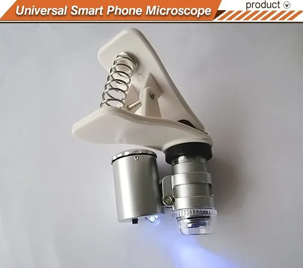 60x карманный микроскоп камера Лупа увеличительное стекло с Светодиодный УФ детектор валюты и клип на любой смартфон