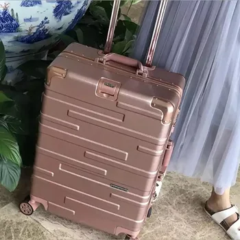 

Fashion aluminum frame rolling luggage men travel classical suitcase women universal wheel brand trolley suitcase bag for trip