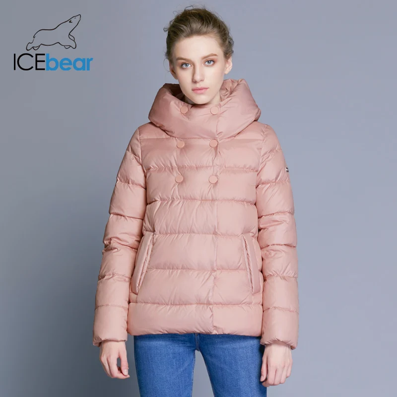 ICEbear 2018 Short Women Parkas Cotton Padded Jacket New Fashion Women's Windproof Thin Cotton Jacket Warm Jacket B16G6117D
