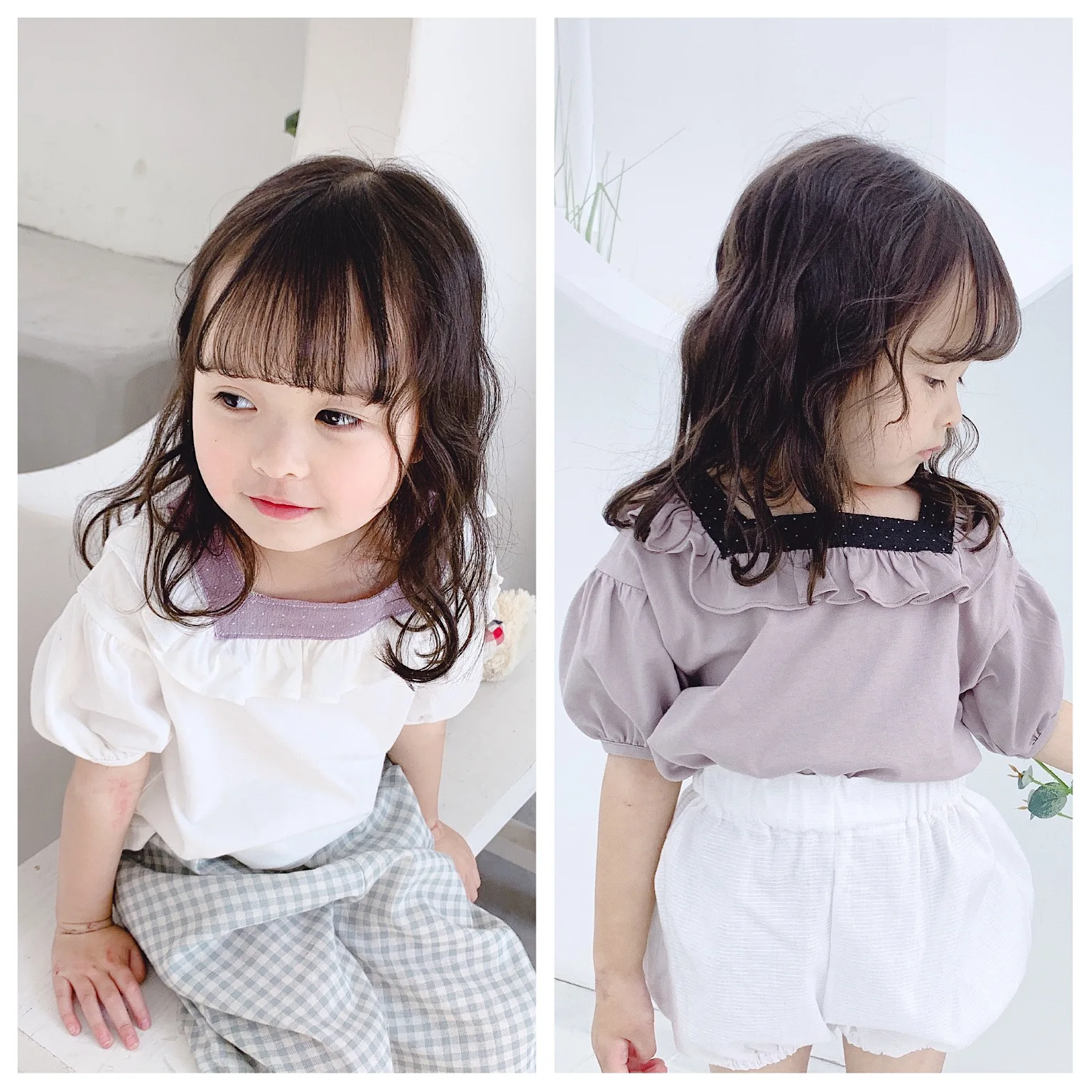 

Children's Wear Summer shirt New Kids'korean Knitted Short Sleeve Shirt Children Girl Top Blouse School Girl Blouse