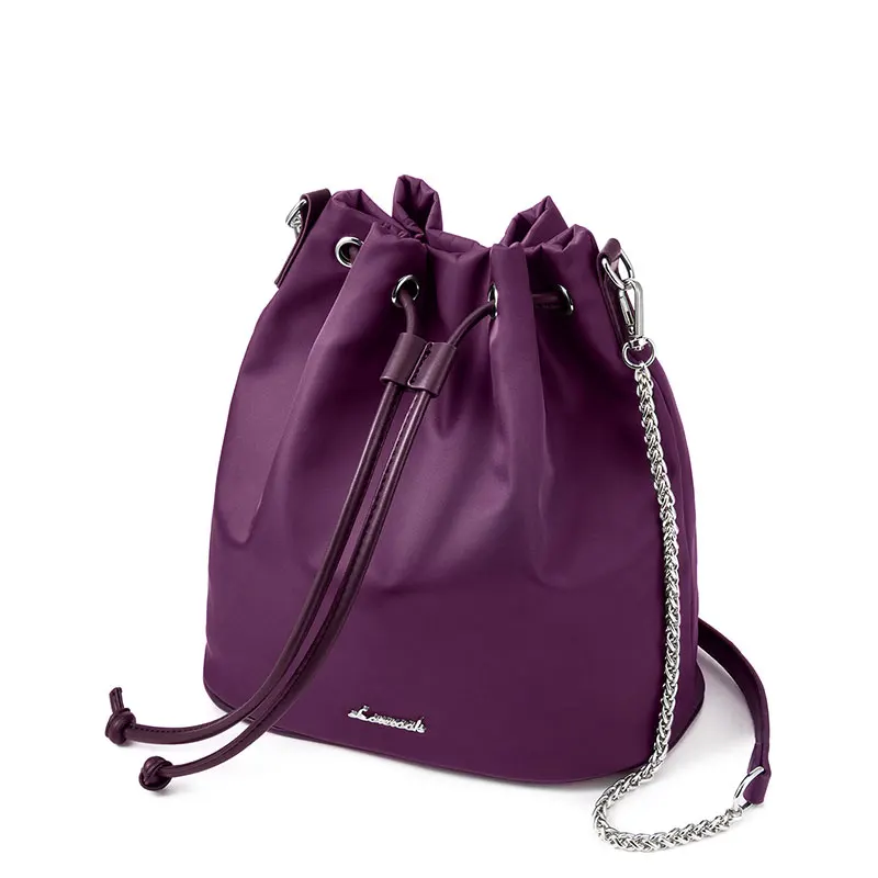 Женская сумка через плечо LOVEVOOK, плечо не большая сумка на плечо для женщин и девушек, водонепроницаемые сумки из оксфорда, синий пакет с шнуроком в форме ковша - Цвет: Фиолетовый