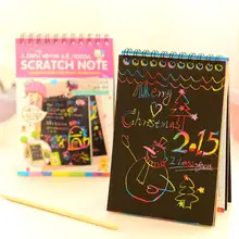 RCtown 10-Sheet Graffiti Scratch Note Black Cardboard Notebook Creative DIY Scraping Drawing Paper Notes Color Random Gifts zk30