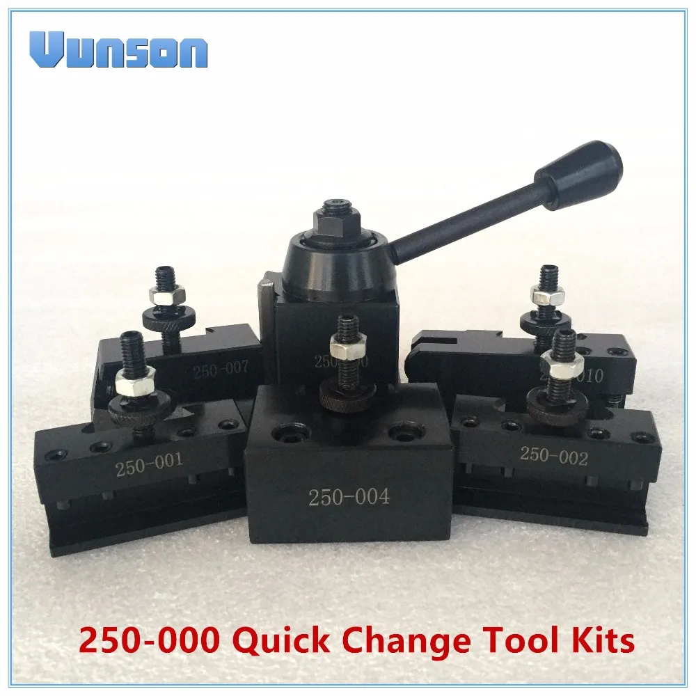 

250-000 Mini Wedge GIB type Quick Change Tool QCT Kits 1pcs 000 Tool Post turret+5pcs Tool holders for Woodworking Mini Lathe