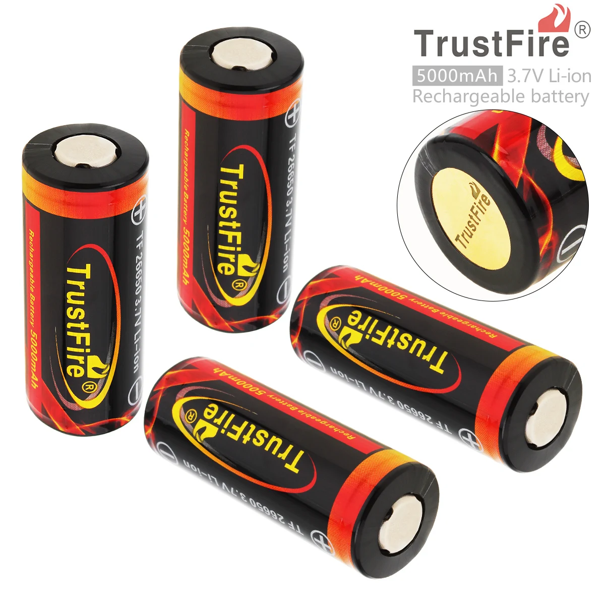  4 stücke TrustFire 37 V 26650 5000mAh Li-Ion Akku Bateria mit Geschützt PCB für LED Taschenlampen S