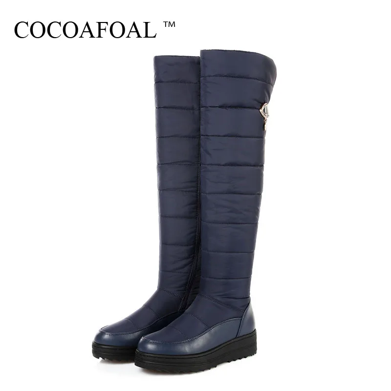

COCOAFOAL Winter Women's Over The Knee Snow Boots Waterproof Plus Size New Snow Thigh High Boots Platform Warm Cotton Down Shoes
