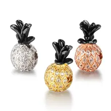 

Beiver Pineapple CZ Beads Micro Pave Cubic Zirconia DIY Metal Copper Fruit Spacer Beads For Men Beaded Bracelets Wholesale