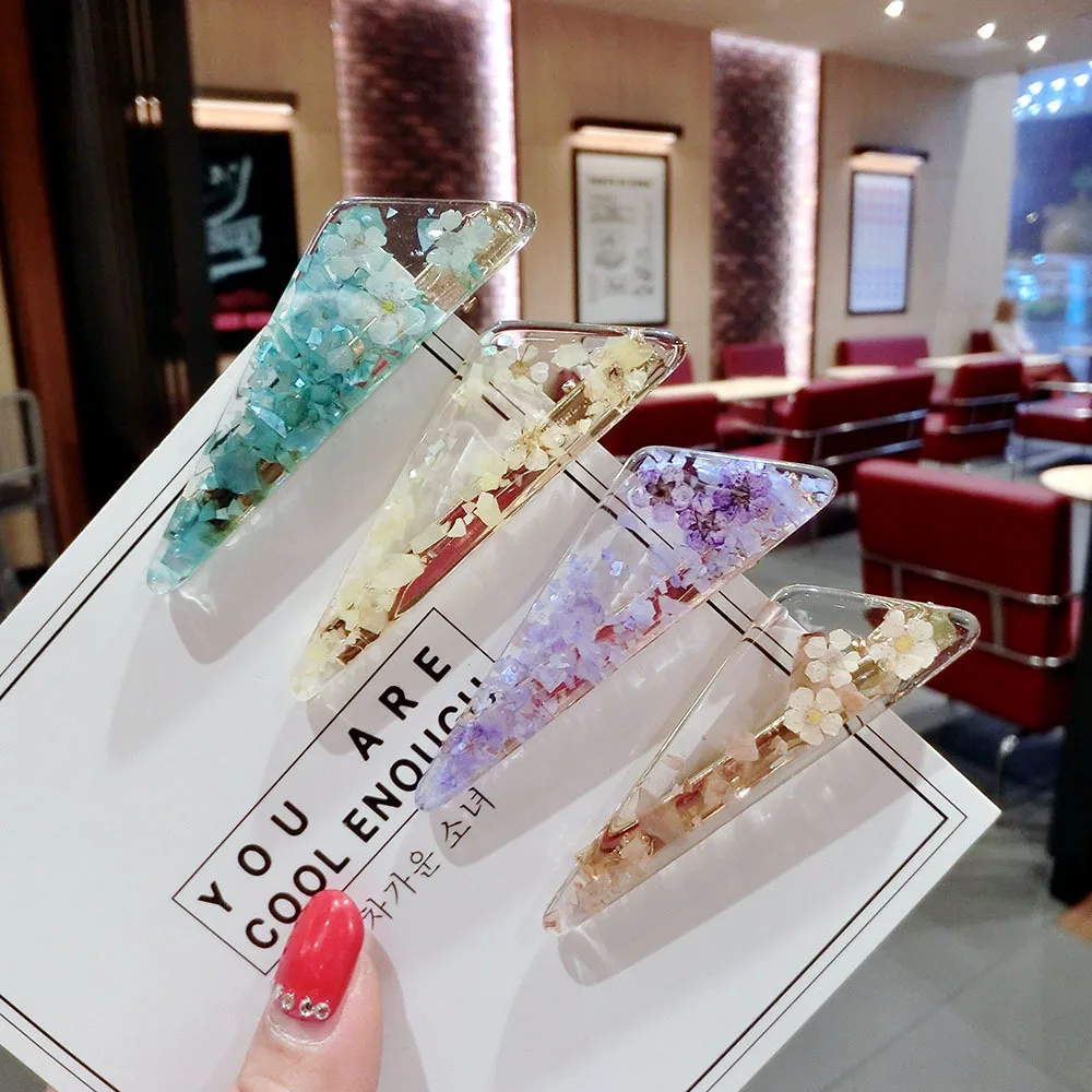 

Flowers Transparent Geometric Hairpins Women Hair Clips for Girls Side Clip Sweet Bangs Clip Hairpin Adult Hair Accessories