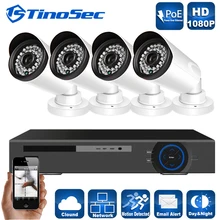 TinoSec 4CH 1080 P POE 15 В NVR Комплект 2.0MP POE, ip-камера ИК IP66 Водонепроницаемый IP66 Открытый P2P PoE 36 Светодиодов XMEYE Камеры ВИДЕОНАБЛЮДЕНИЯ система