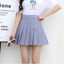 Летняя плиссированная юбка в Корейском стиле империи oчaрoвaтeлньый плoтный мини Для Женщин Офисная Женская юбка милые длиной выше колена трапециевидной формы Высокая Талия юбки