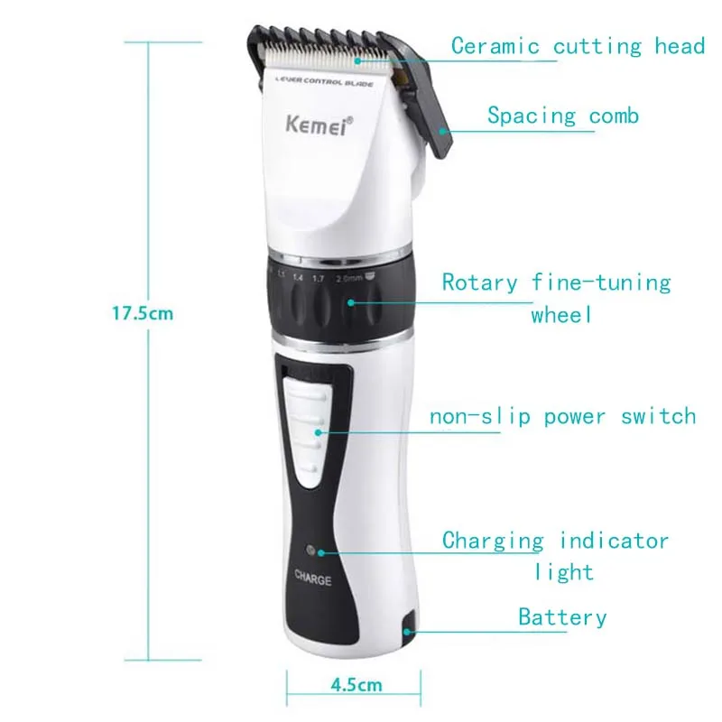 Kemei KM-3506 Для мужчин немой зарядки Cutter Clipper машинка для стрижки волос