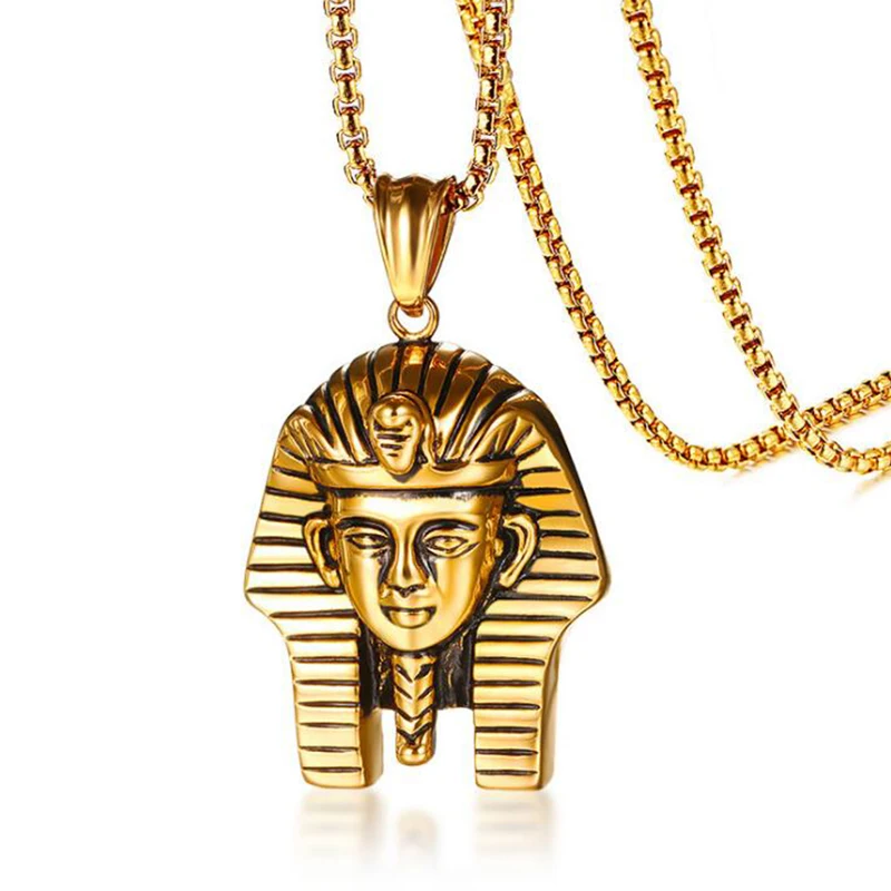 Faith Necklace Mysterious Egyptian Pharaoh Necklace Gold Color Stainless Steel Religion Pendant ...