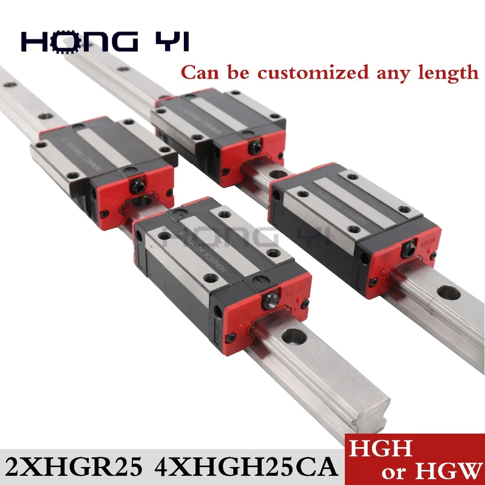 25 мм 2 шт линейные рельсы HGR25 cnc части и 4 шт HGH25CA или HGW25CC линейные направляющие блок HGW25CC hgh25