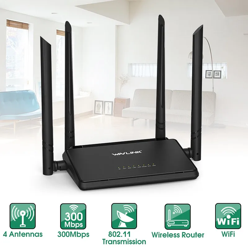 Wavlink WS-WN529R2 антенны 300 Мбит/с Wifi ретранслятор Беспроводной маршрутизатор с 4x5dBi антенны с высоким коэффициентом усиления более широкое покрытие легкая настройка