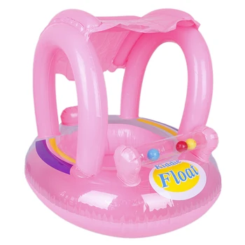 

Inflatable Baby Boat With Canopy Pool Float For Kids Swimming Ring Fo Beach Sea Mattress Water Toys