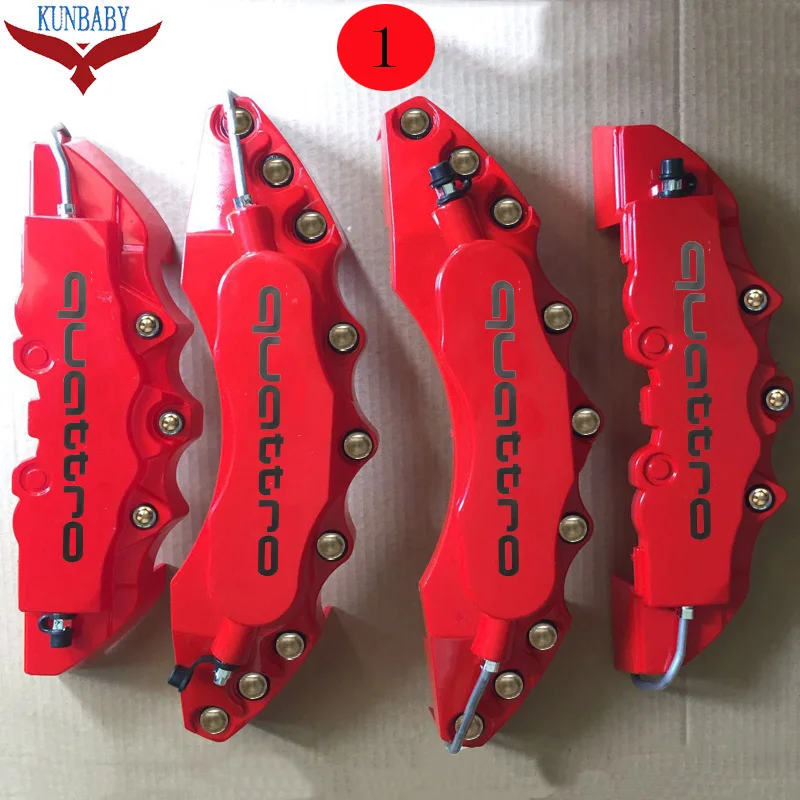 

KUNBABY Red ABS Brake Caliper Cover Model 8 Chrome Quattro Logo Car Styling Decoration For Audi With 18'' And Greater