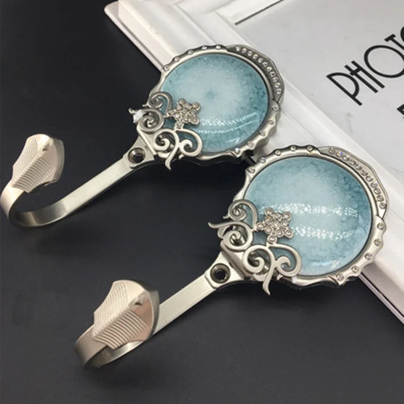 

2 pcs/Pair Fashion alloy ceramic wall hooks curtains holder towel hanger robe hooks Home Decor,Free shipping.