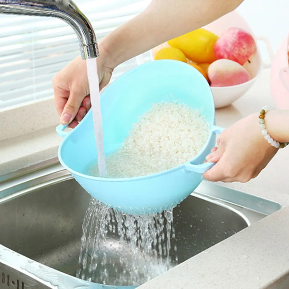 

Double Handle Rice Washing Machine Rice Strainer Basket Kitchen Basket Rice Wash Sieve Strainer Kitchen Tool Helper