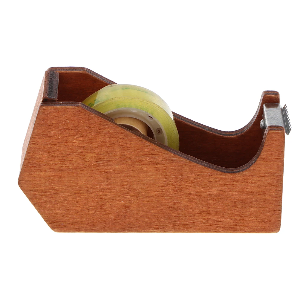Heavy Duty Office Desktop Tape Dispenser Tape Cutter Wooden Tape Cutter Washi Storage Organizer Stationery Office Supplies