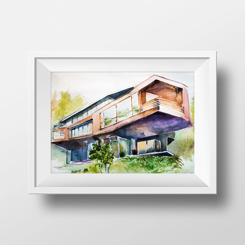 Wall Art Print Wall Art Twilight's Cullen Family Residence and Bella Swan House Watercolor Print, The Twilight Saga Poster Painting Fan Gift