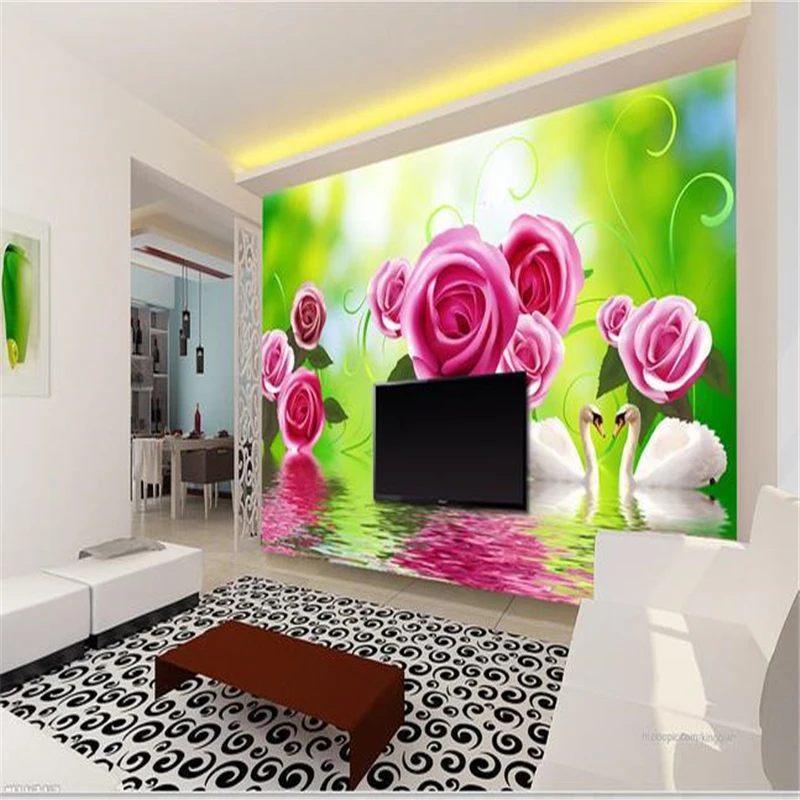 

Mural 3d TV backpack Non-woven dream rose water 3d eco-friendly Flower wallpaper for wall paper photo wallpaper papel de parede