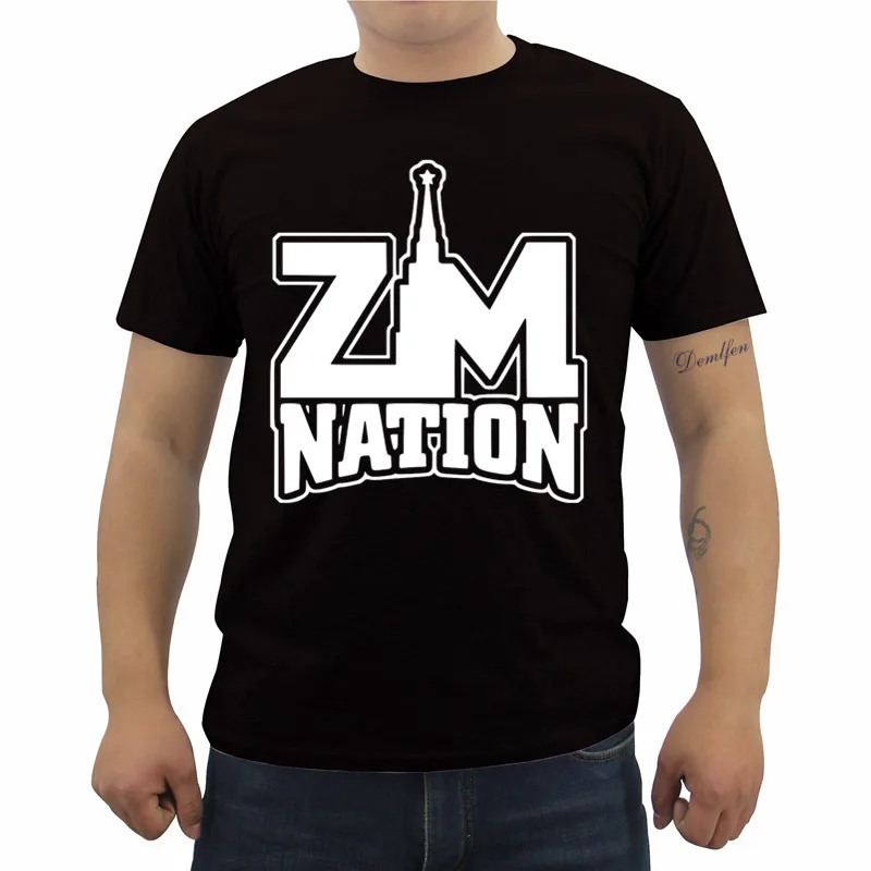 Новая футболка Zm Nation nation с забавным принтом Мужская хлопковая коротким рукавом и