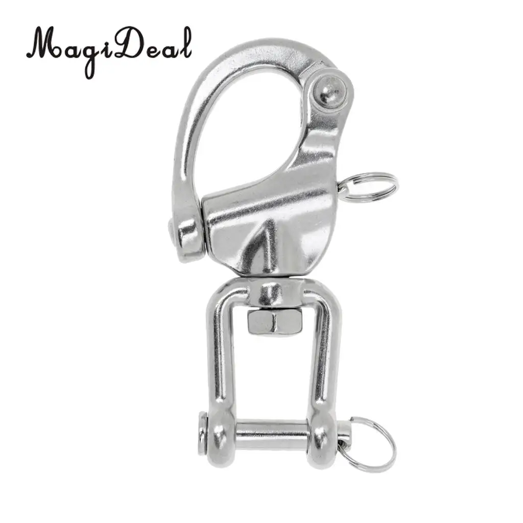 MagiDeal Snap Swivel 304 Stainless Steel Heavy Duty Snap Shackle D Ring Shackle Kayak Marine Boat Hardware 3 Size for Canoe Boat