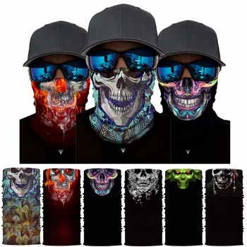 

Autumn Winter Cycling Headband Face Mask Bicycle Bike Windproof Sports Neck Warmer Skull Printed Bike Headwear Mask Scarf