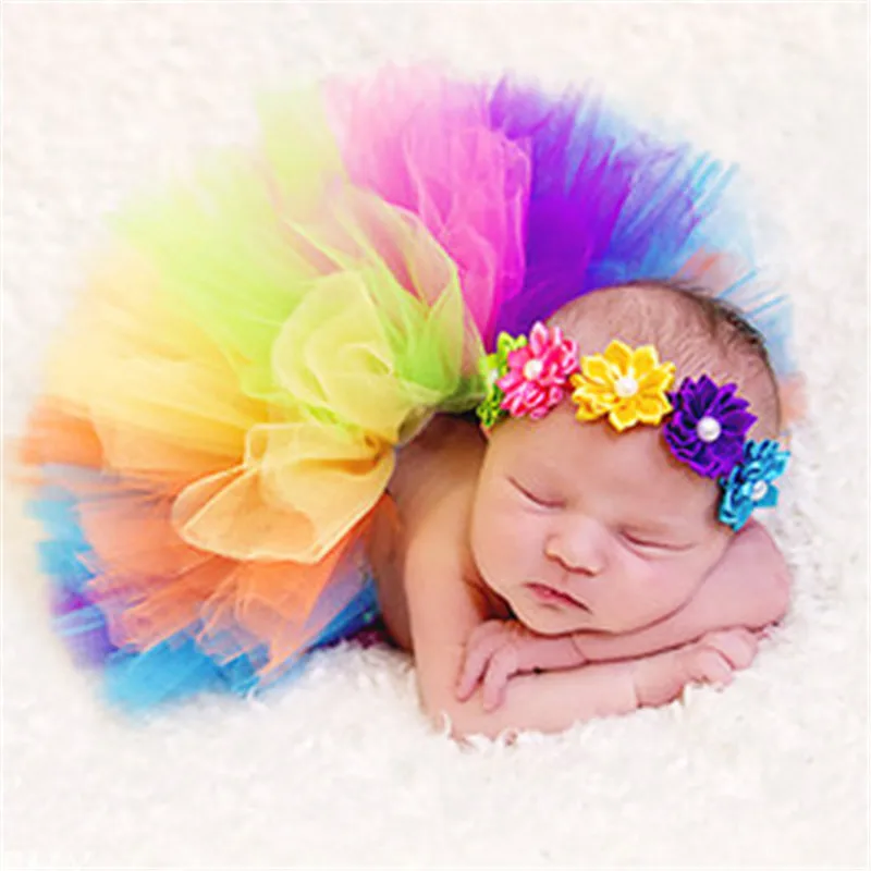 

Baby Photography Props Infant Newborn Costume Skirt Headband Peacock Handmade Crochet Beanie Beaded Cap 0-6M tutu skirt set bebe