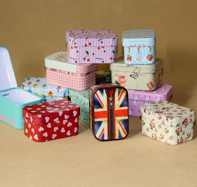 

12 Patterns U Disk Storage Iron Box Square Portable Tin Box Storage Case Candy Box Size 7*4.5*3.9cm 2piece/lot