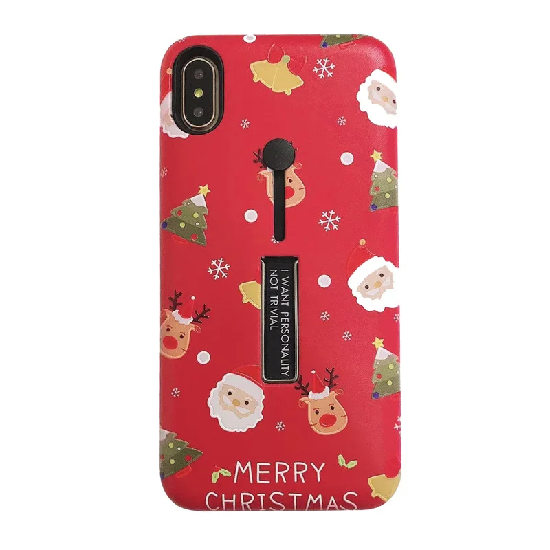 Для Iphone XS MAX/XR модный Inivisble кронштейн Рождественский Санта-Клаус ReiDeer Emboss кольцо