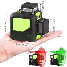 8 линия 3D лазерный уровень 360 самонивелирующийся вертикальный и горизонтальный крест супер мощный зеленый/красный лазерный луч