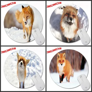 

Mairuige Animal Snow Fox Round Mousepad Mouse Pads with Gaming Mouse Pad Gamer Keyboard Mat Table Mat Office Home Decor