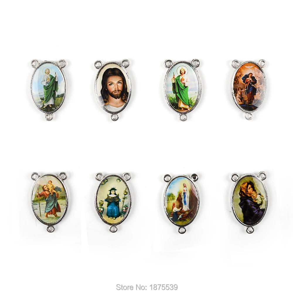 

Religious Necklace Rosary Accessory Center Medal Jesus Jude St Christopher Madonna of the Street