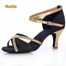 Женская обувь для латинских танцев, танцевальная обувь для бальных танцев, танго, сальсы, женская обувь черного цвета на высоком каблуке 5 см/7 см, танцевальная обувь с мягкой подошвой для девушек