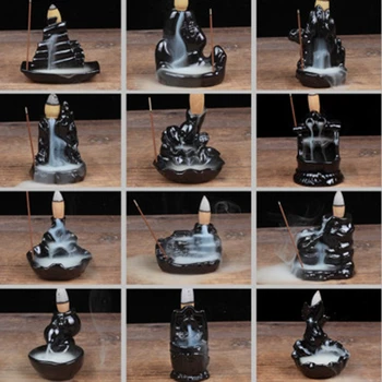 

12 Styles Tower Incense Ceramic Burner Fragrance Holder Backflow Censer Creative Aromatherapy Smoke Reflux Incense Stick Incense