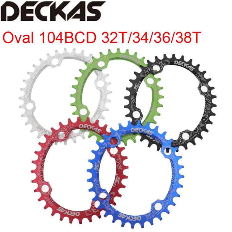 Deckas овальная Звездочка BCD 104 для Shimano MTB велосипед кольцо цепи велосипеда 32 t/34/36/38 T Сверхлегкий зубчатая пластина Звездочка 104bcd