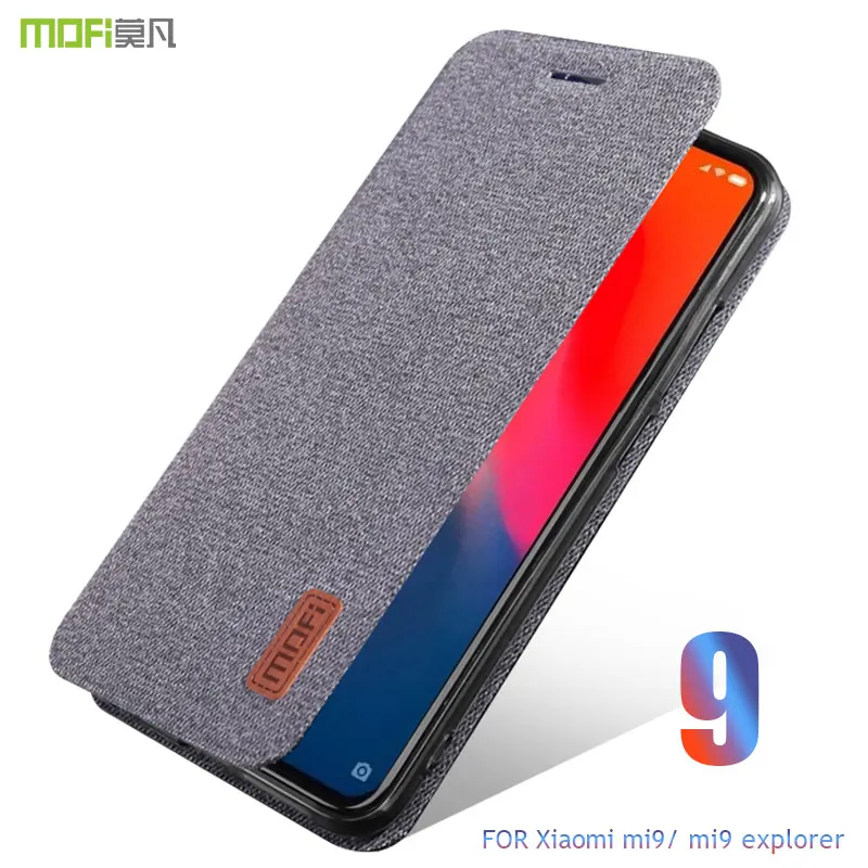 Чехол для xiaomi mi 9, чехол MOFI для xiaomi mi 9 explorer, тканевый флип-чехол для xiaomi mi 9, силиконовый Полный Чехол, задняя подставка, флип-чехол