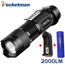 2000 lúmenes mini antorcha linterna led linterna gladiador potente cree q5 led linterna 3 modos de zoomable led de la antorcha de la linterna
