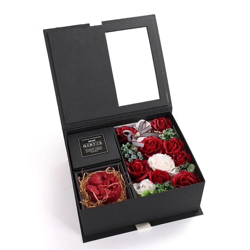 JAROWN Artificial Soap Flower Rose Gift Box Wedding Souvenir Valentine's Day Creative Birthday Novelty Gift Rose Soap Home Decor (4)
