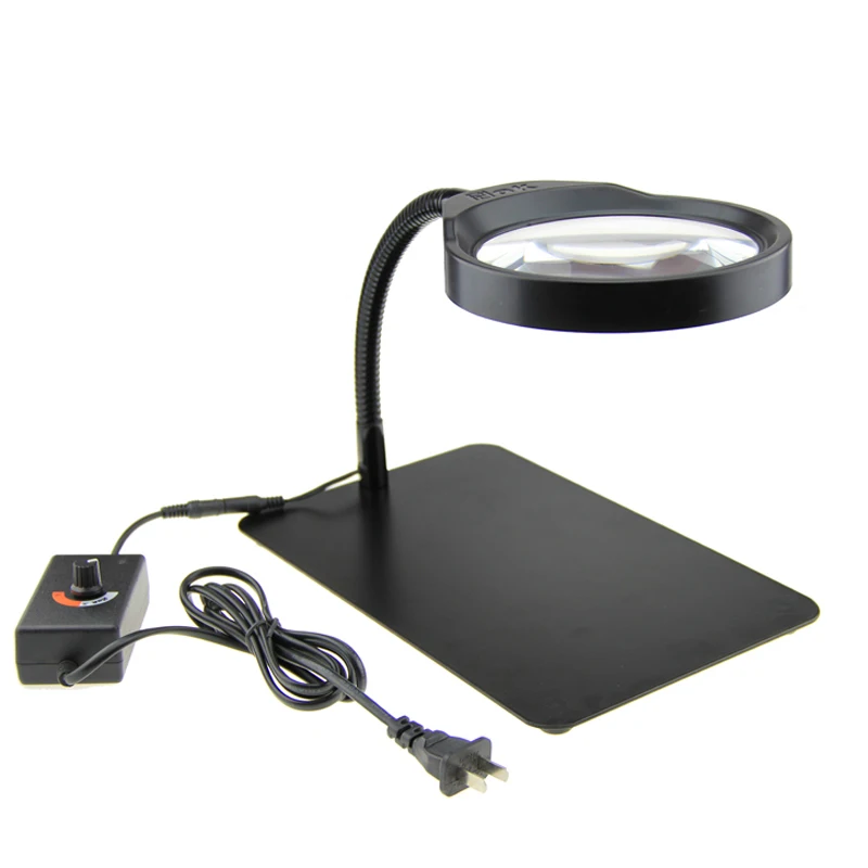 Us 62 1 25 Off Whole 8x Desktop Magnifier With 36pcs Led Hd Lens Elderly Reading Lamp Repair Stands Light In