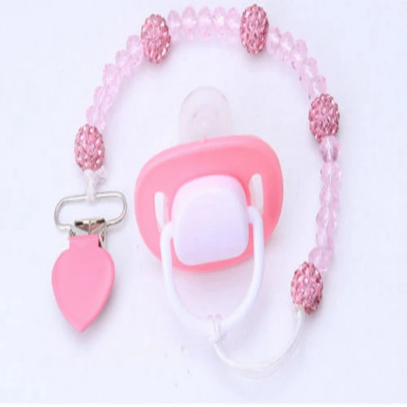 New Baby Infant Crystal Dummy Pacifier Chupetas Clip Teething Nipple Soother Holder Chain Cute