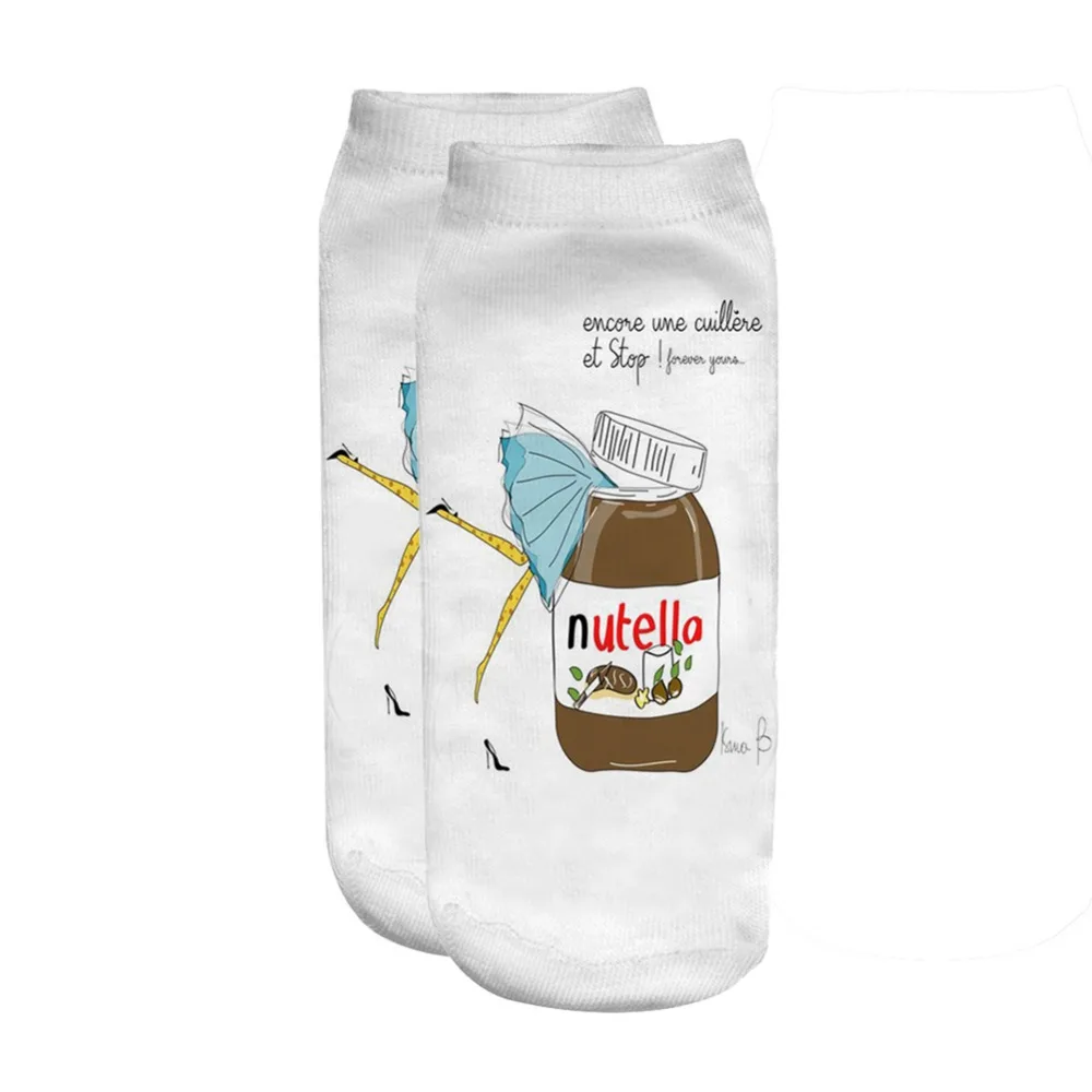 Носки с принтом бабочки Nutella, 3D носки для мужчин и женщин, женские короткие носки