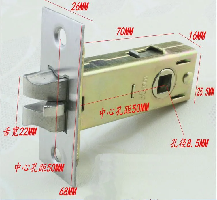 Замок для комнаты Одноместный замок с язычком, корпус замка ручки, отверстие pitch50mm, запчасти для дверного замка, фурнитура для дверного дома