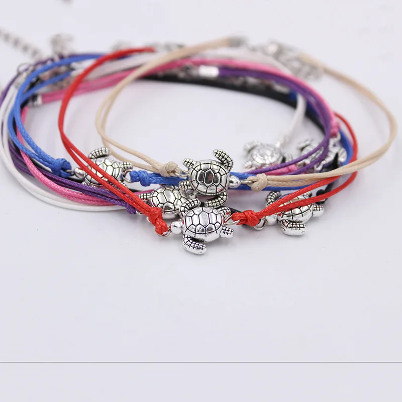 New Woven Red Rope Korean Women's Footchain Couple Anklet New Cute Turtle Anklet Braided Anklet
