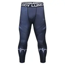 Мужские легинсы для бега спортивная одежда быстросохнущая дышащая Гибкая длинная спортивная одежда Рашгард с принтом для Фитнес Бег Йога