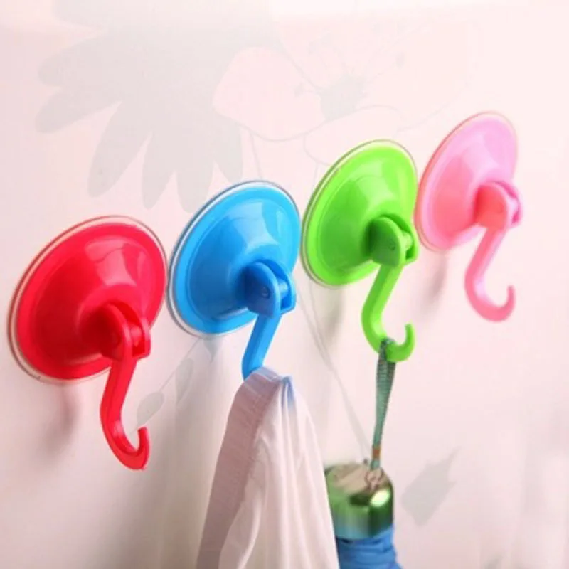 1Pc Colorful Reusable Plastic Sticky Traceless Sucker Hook Home Kitchen