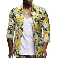 Модная мужская рубашка Повседневная на пуговицах Гавайская пляжная рубашка с коротким рукавом Топ Блузка 2019 Мужская одежда Повседневная