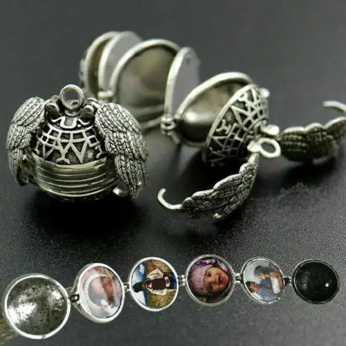 

Expanding Photo Locket Necklace Angel Wing Pendant Birthday Lover Memorial Gift