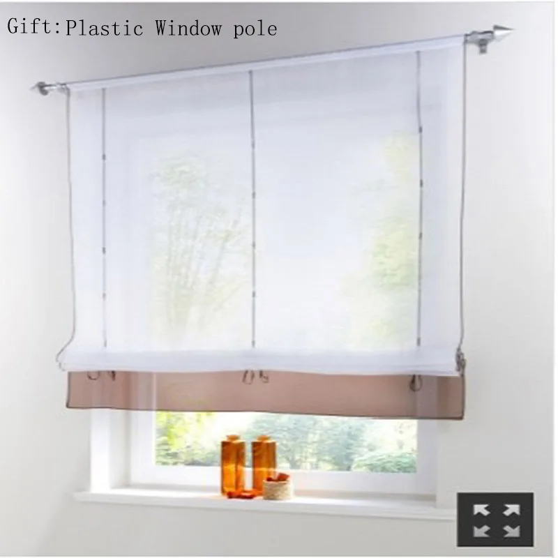 

Decoration garden Kitchen Short Curtain Liftering Ribbon Roman Curtain height adjustable roman blinds rod pocket top Style